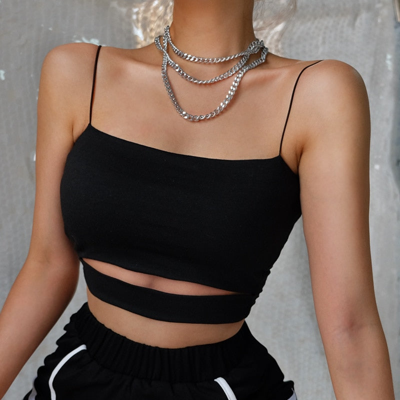 New Fashion Hot Sexy Women Summer Sexy Casual Sleeveless Cut-Out Short Tee Shirt Crop Top Vest Strap Tank Top Blouse