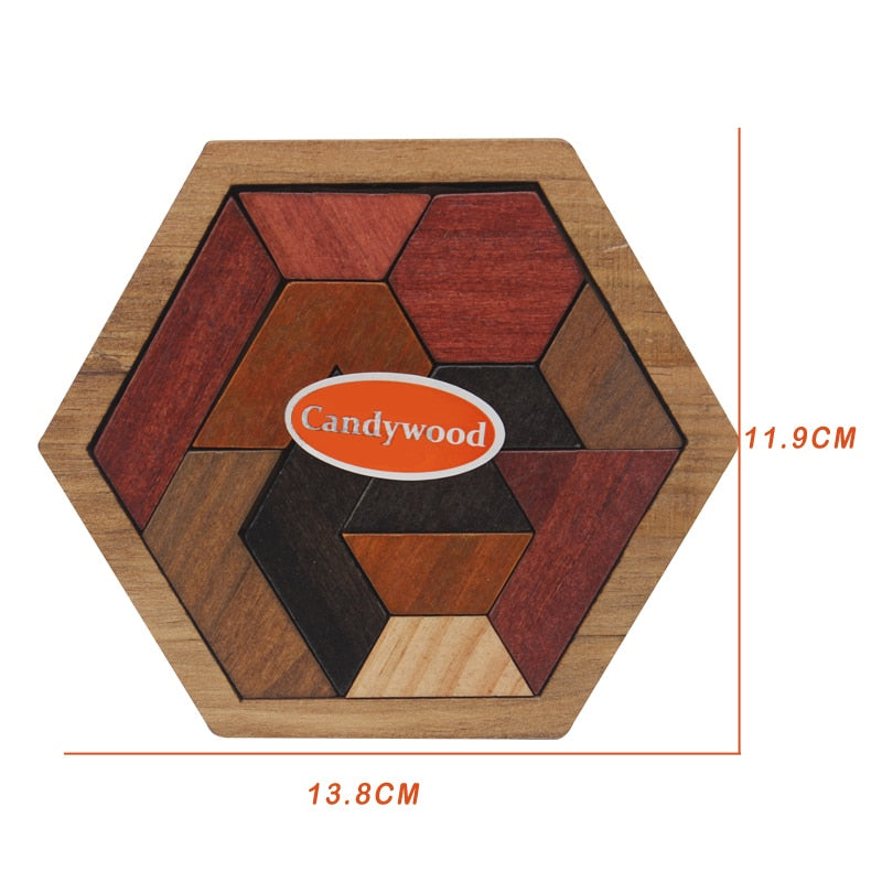 Fun Puzzles Wood Geometric Abnormity Shape Puzzle Wooden Toys Tangram/Jigsaw Board Kids Children Educational Toys for Boys