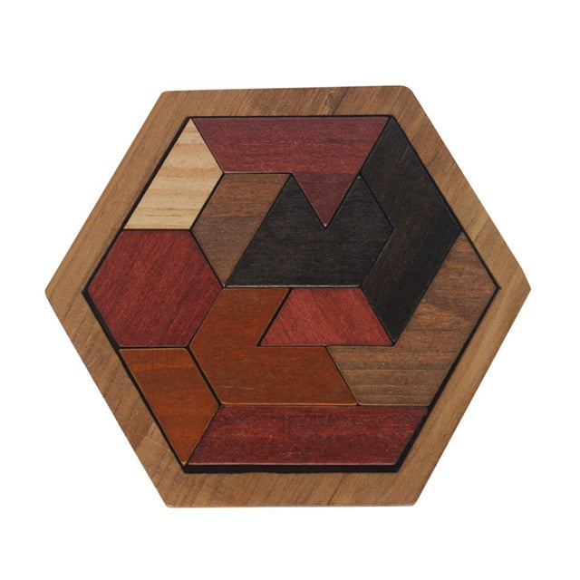 Fun Puzzles Wood Geometric Abnormity Shape Puzzle Wooden Toys Tangram/Jigsaw Board Kids Children Educational Toys for Boys