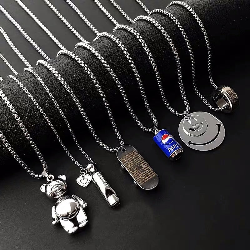 New Hip-Hop Accessories Sweater Chain Military Titanium Steel Necklace Men's Jewelry