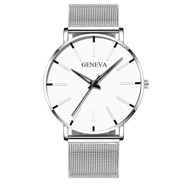 Minimalist Men's Fashion Ultra Thin Watches Simple Men Business Stainless Steel Mesh Belt Quartz Watch Relogio Masculino