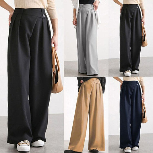 New Women's Fashion Personality Irregular Belt Design Wide Leg Pants