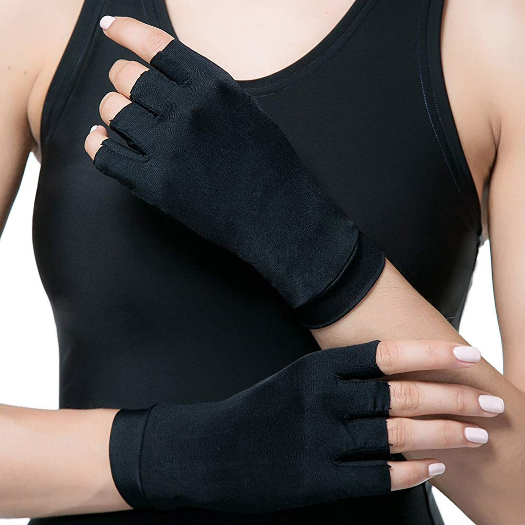 1 Pair Compression Arthritis Gloves for Women Men Joint Pain Relief Half Finger Brace Therapy Wrist Support Anti-slip