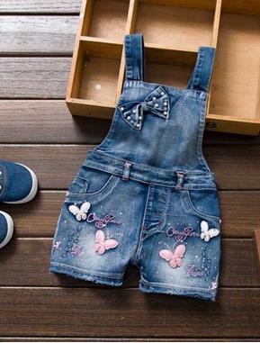 SPRING Summer US Style girl´s jeans dungarees jumpsuits Straps Short Pants Cowboy Blue