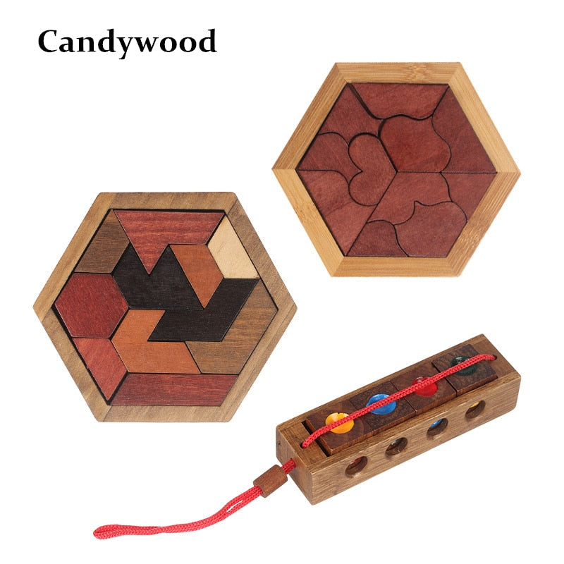 Fun Puzzles Wood Geometric Abnormity Shape Puzzle Wooden Toys Tangram/Jigsaw Board Kids Children Educational Toys for Boys