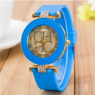 New simple leather Brand Geneva Casual Quartz Watch Women Crystal Silicone Watches Wrist Watch