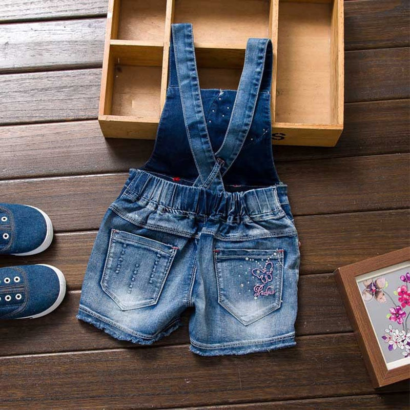 SPRING Summer US Style girl´s jeans dungarees jumpsuits Straps Short Pants Cowboy Blue