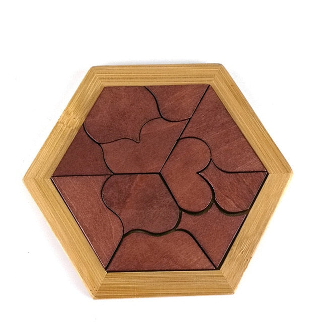 Fun Puzzles Wood Geometric Abnormity Shape Puzzle Wooden Toys Tangram/Jigsaw Board Kids Children Educational Toys for Boys