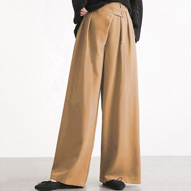 New Women's Fashion Personality Irregular Belt Design Wide Leg Pants