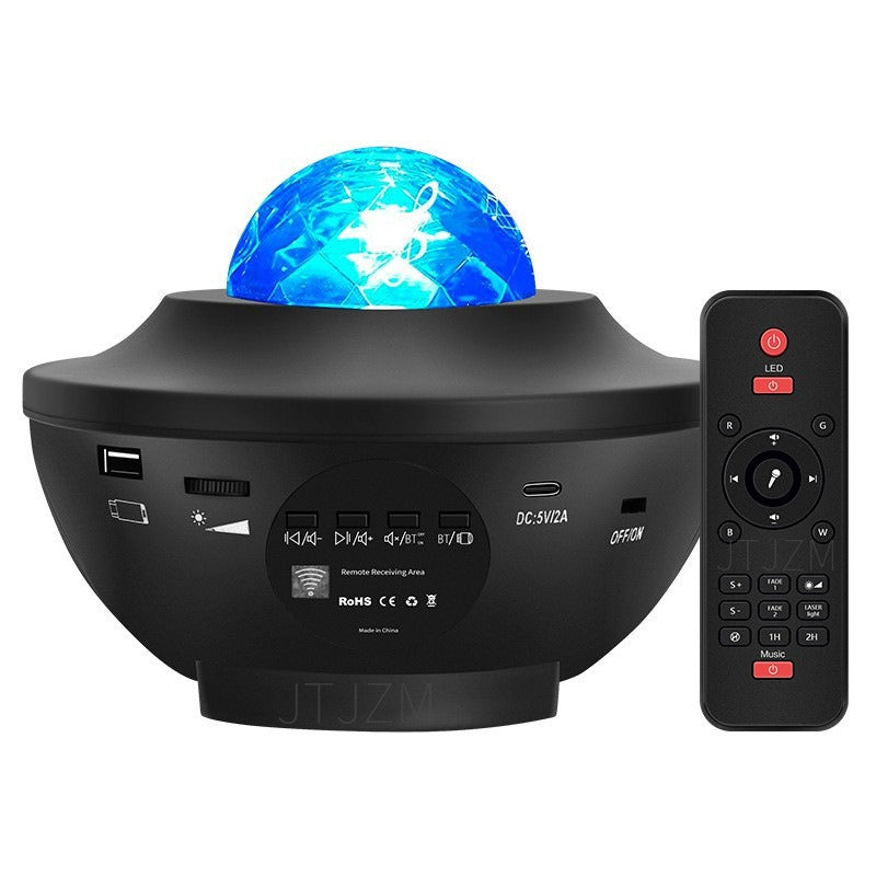 Full Sky Star Laser Sky Projection Light Atmosphere Light Bluetooth Music USB Flame Bowl Water Pattern Light Night Light