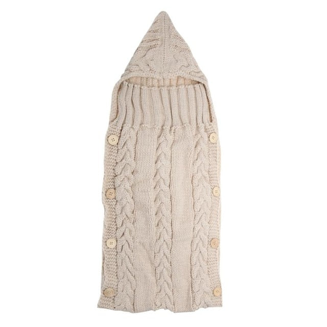 Baby Infant Swaddle Wrap Warm Wool Blends Crochet Knitted Hoodie Soft Swaddling Wrap Blanket Sleeping Bag