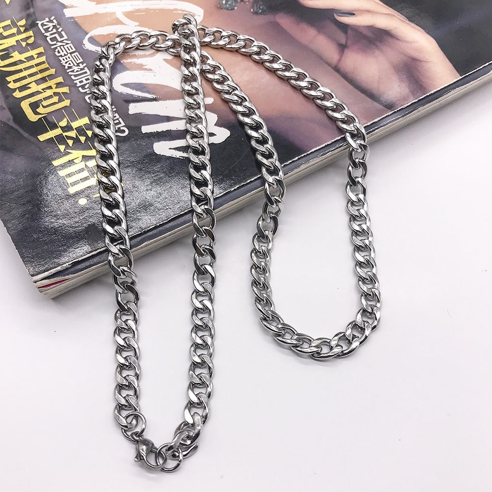 New Hip-Hop Accessories Sweater Chain Military Titanium Steel Necklace Men's Jewelry