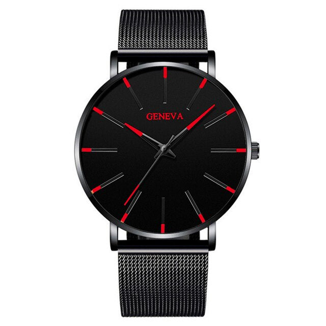 Minimalist Men's Fashion Ultra Thin Watches Simple Men Business Stainless Steel Mesh Belt Quartz Watch Relogio Masculino