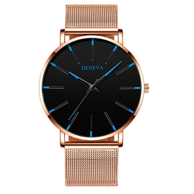 Minimalist Men's Fashion Ultra Thin Watches Simple Men Business Stainless Steel Mesh Belt Quartz Watch Relogio Masculino