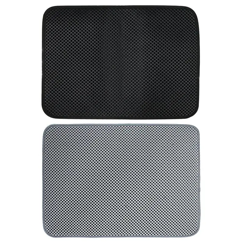 Pet Cat Litter Mat EVA Double Layer Anti Splash Cat Litter Mat Bedding Doormat Easy To Clean Scatter Control, 45x30cm