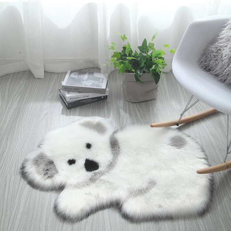 Wool-like Panda Koala Animal Shape Rug Mat Mattress Carpet Living Room Bedroom Sofa Cushion Artificial Fluffy Mats