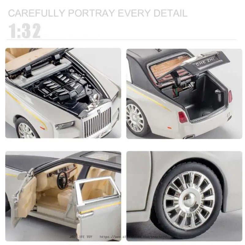 Ultimate Luxury on Wheels: 1/32 Alloy Die-Cast Rolls-Royce Phantom Model - A Collector's Dream Toy with Sound & Light Features