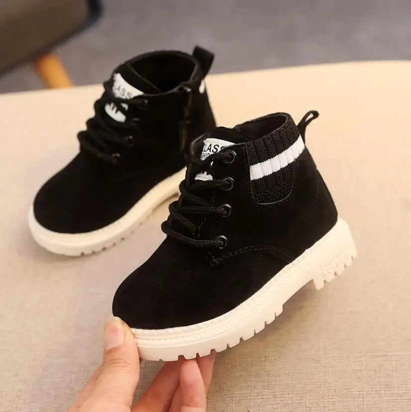 Children Casual Shoes Autumn Winter Martin Boots Boys Shoes Fashion Leather Soft Antislip Girls Boots 21-30 Sport Running Shoes