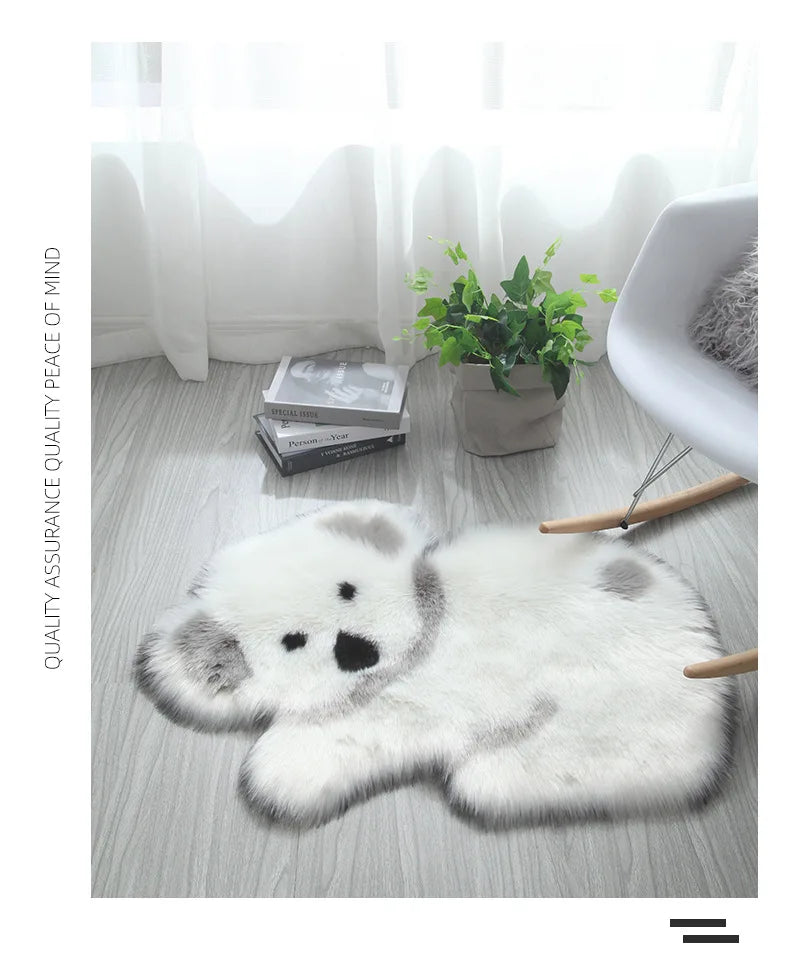 Wool-like Panda Koala Animal Shape Rug Mat Mattress Carpet Living Room Bedroom Sofa Cushion Artificial Fluffy Mats