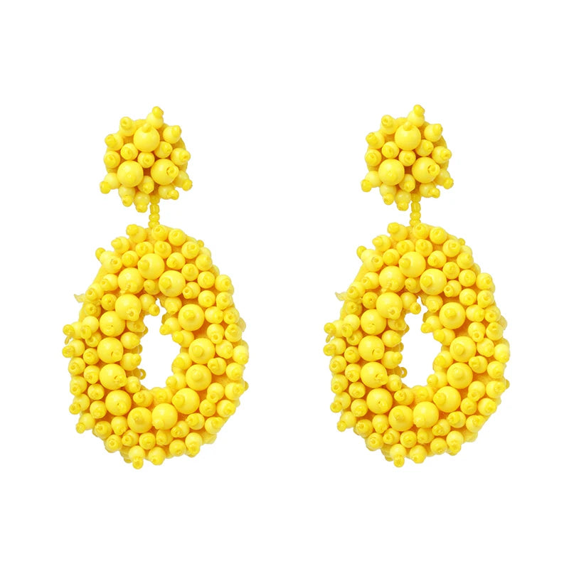 2024 Bohemian Radiance: Yellow Bead Elegance — Handcrafted Statement Earrings for Women Trend Spring 2024