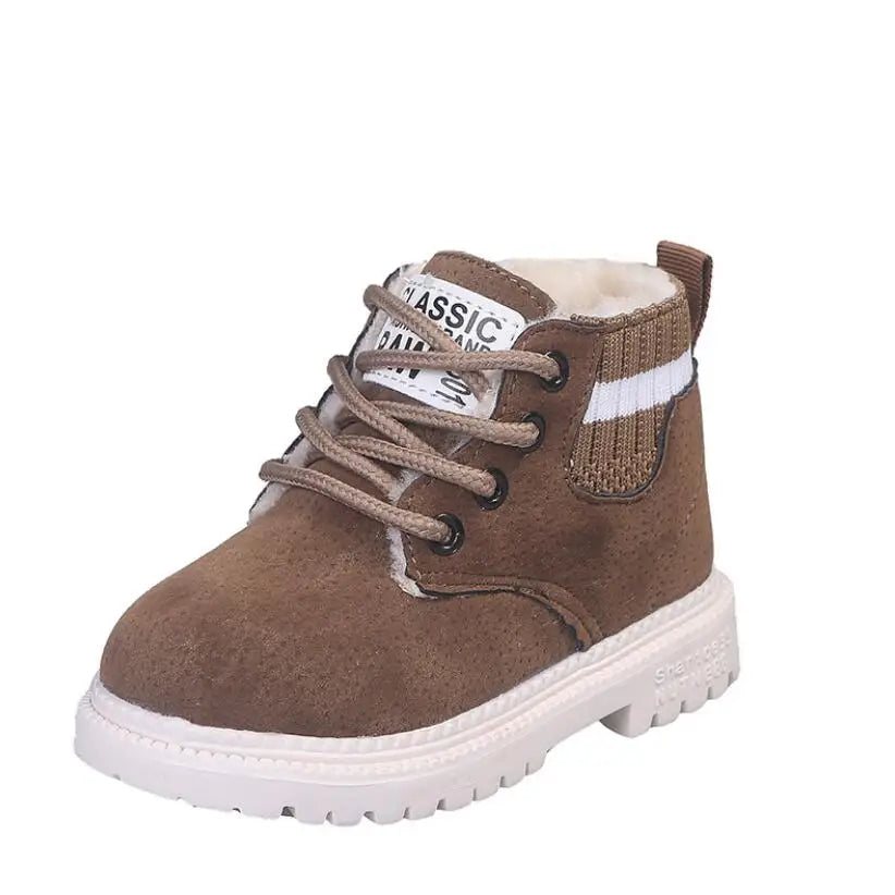 Children Casual Shoes Autumn Winter Martin Boots Boys Shoes Fashion Leather Soft Antislip Girls Boots 21-30 Sport Running Shoes