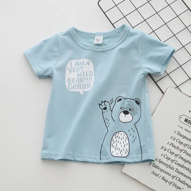 Cotton Boys&#39; Clothing Baby T Shirt Short Sleeve Baby Boys T-Shirts Cartoon Casual Baby Summer First Birthday Boy Clothes Tops