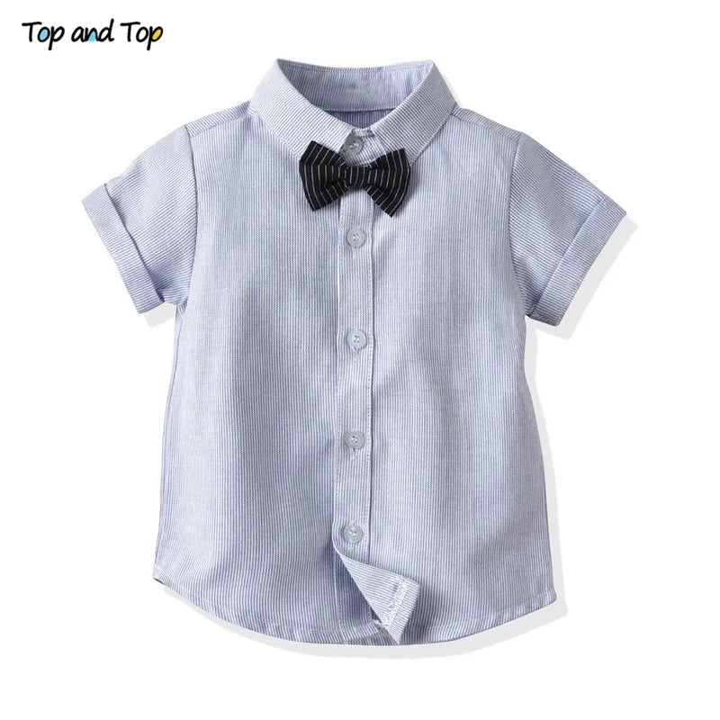 Top and Top Toddler Baby Boy Clothing Set Gentleman Short Sleeve Shirt+Suspender Shorts 2PCS Outfits Newborn Boy Clothes Set