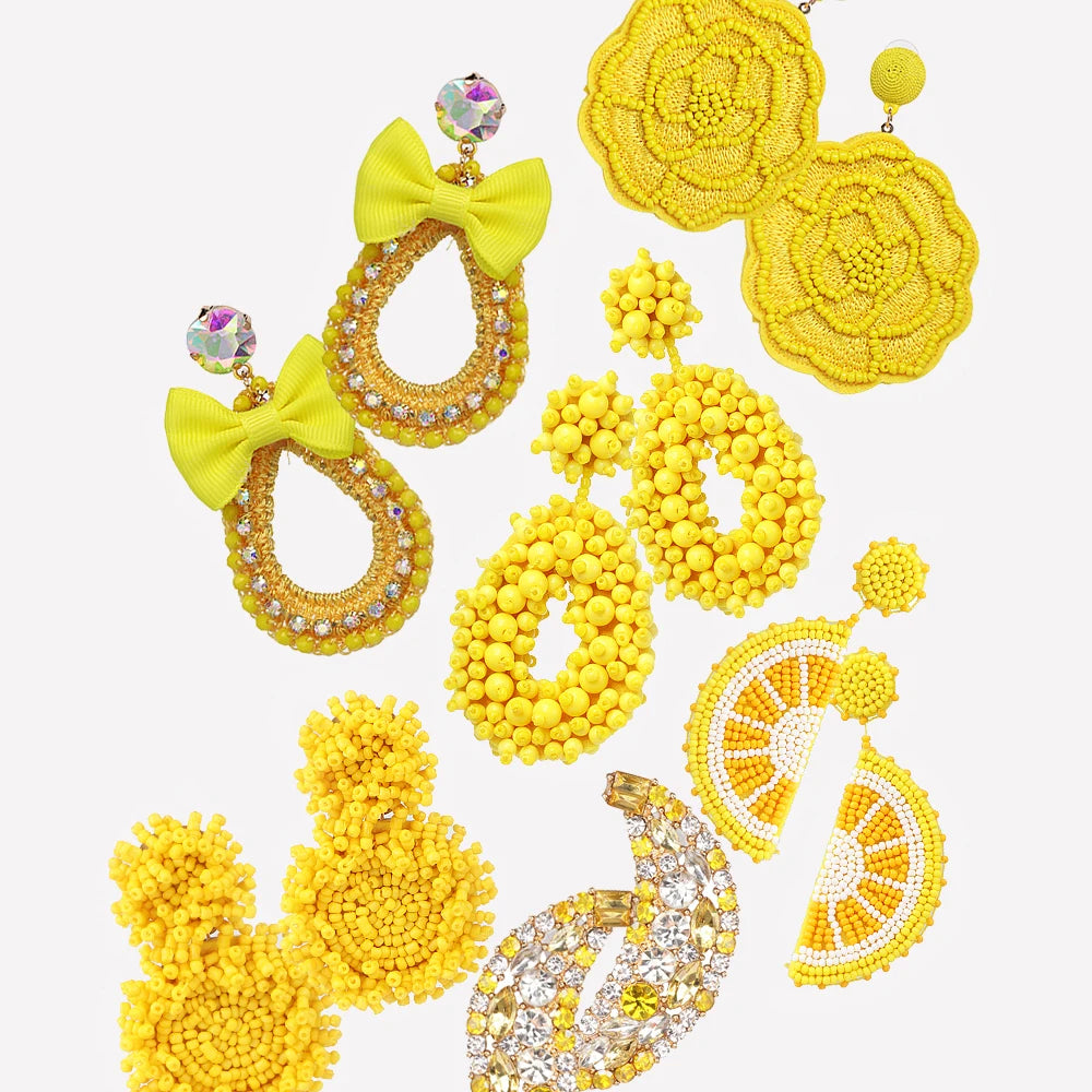 2024 Bohemian Radiance: Yellow Bead Elegance — Handcrafted Statement Earrings for Women Trend Spring 2024