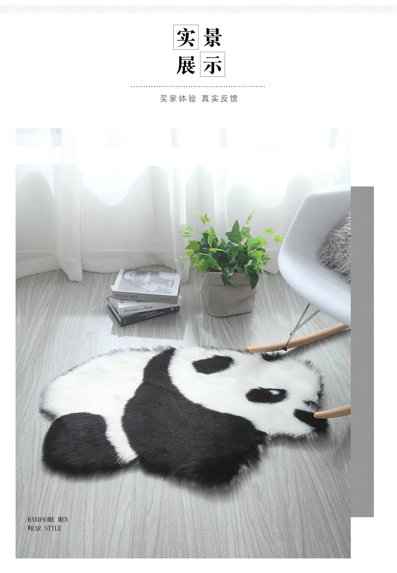 Wool-like Panda Koala Animal Shape Rug Mat Mattress Carpet Living Room Bedroom Sofa Cushion Artificial Fluffy Mats