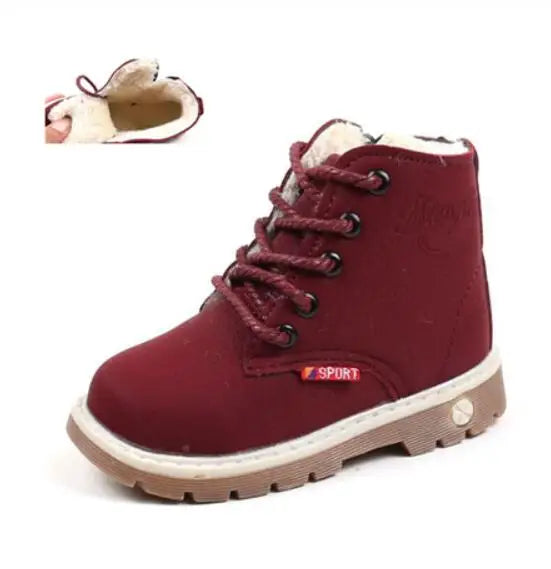 Children Casual Shoes Autumn Winter Martin Boots Boys Shoes Fashion Leather Soft Antislip Girls Boots 21-30 Sport Running Shoes