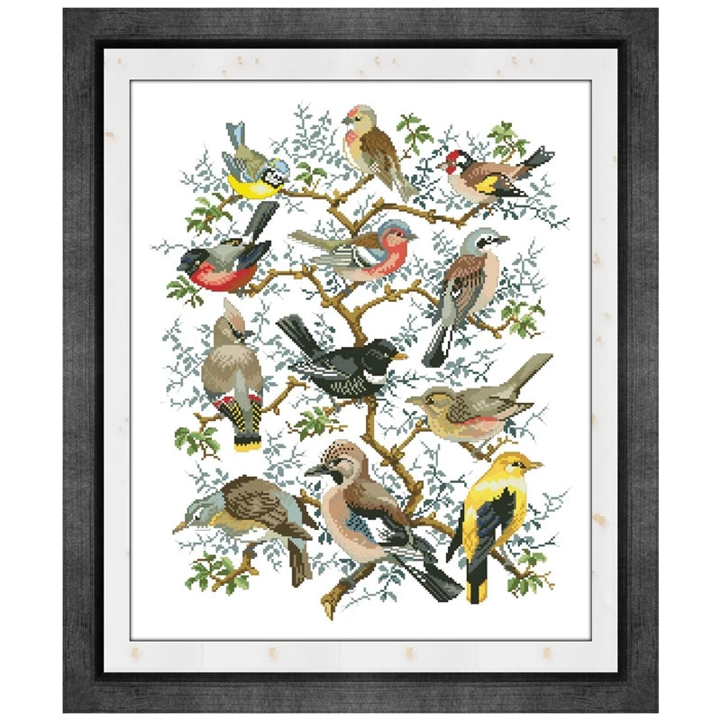 Tree with birds Dreampattern cross stitch kits embroidery needlework sets 18ct 14ct white cloth cotton thread DIY handmade