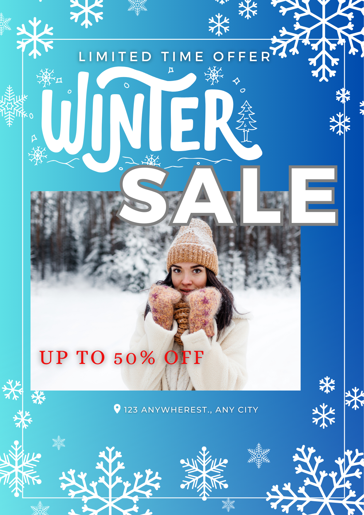 Winter Sale Poster Digital Download Fully Customizable in Canva and Ready to Print for your Shop