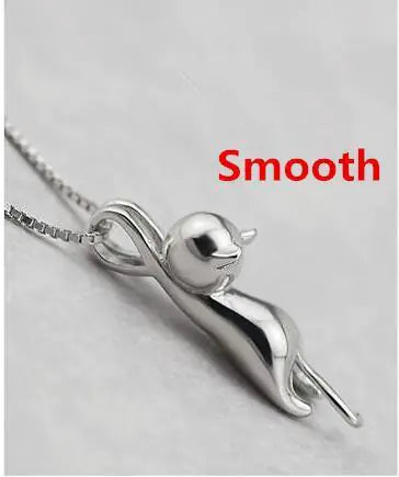 Cute Silver Cat Pendant Necklace Jewelry