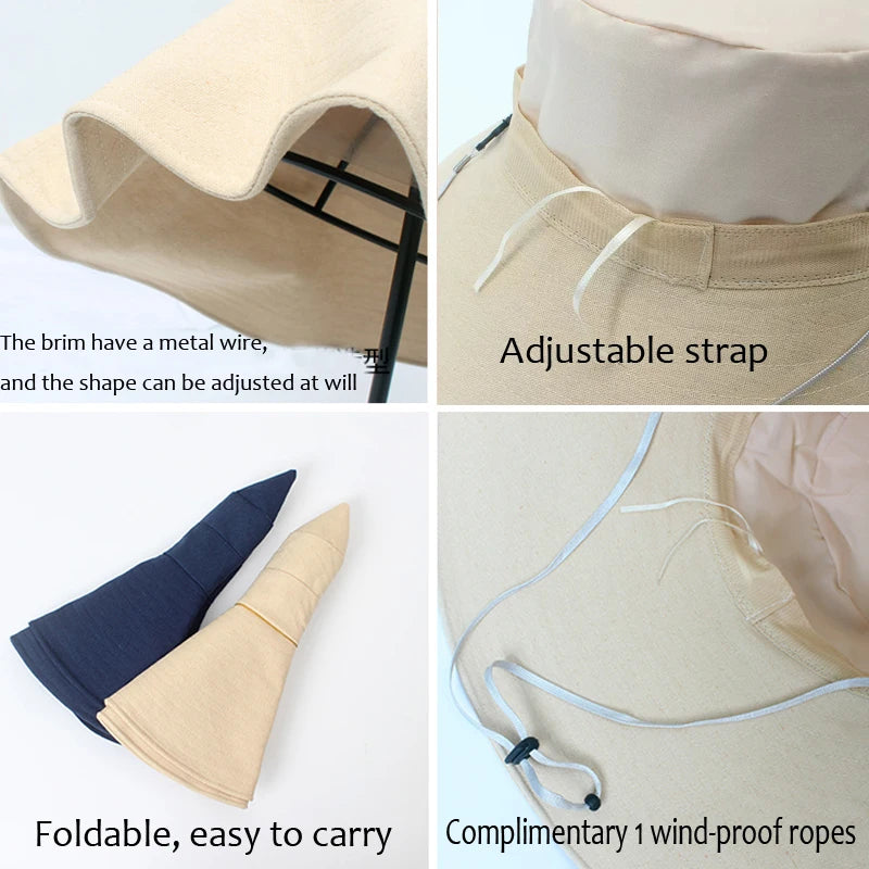 Sun-Safe Chic: Summer Wide Brim Foldable Bucket Hat - Perfect for Travel & Beach