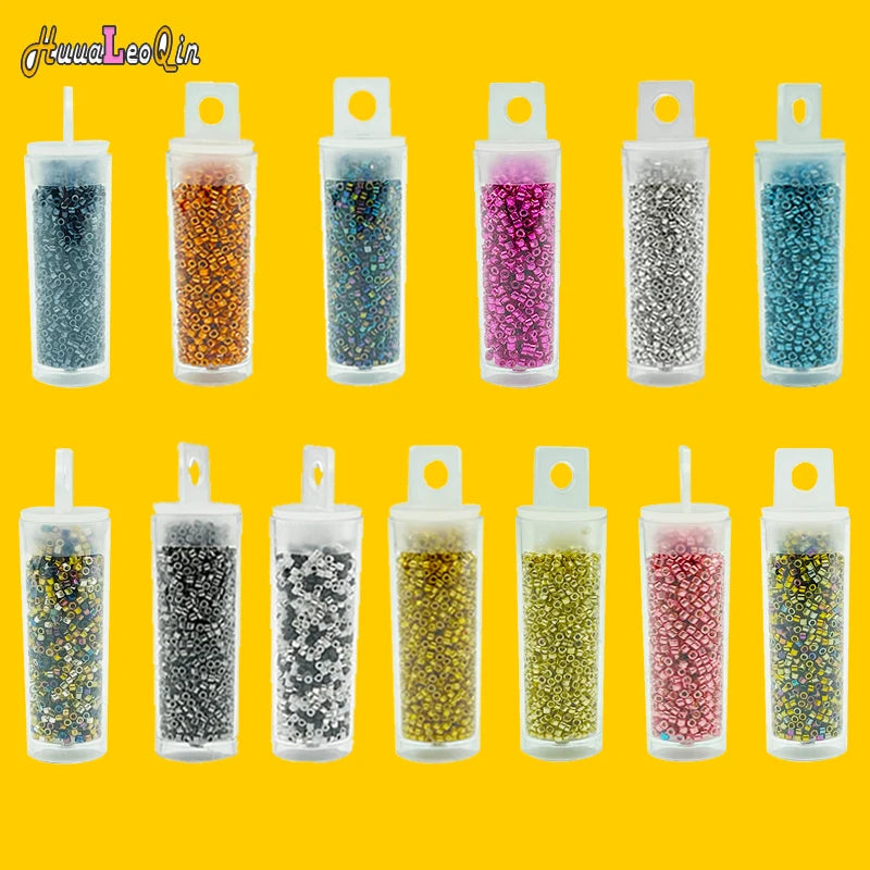 2000pcs 11/0 1.3*1.6mm Generic Metallic Color Glass Beads Japanese Uniform Loose Spacer Seed Beads for Jewelry Making DIY Sewing