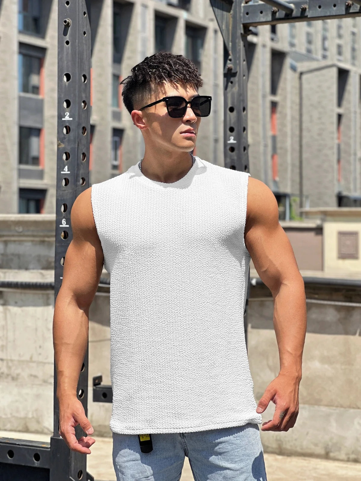 2024 Summer Fashion New O-neck Breathable Quick Drying Gym Tank Top Men Sleeveless Shirt Running Exercise Undershirt Vest