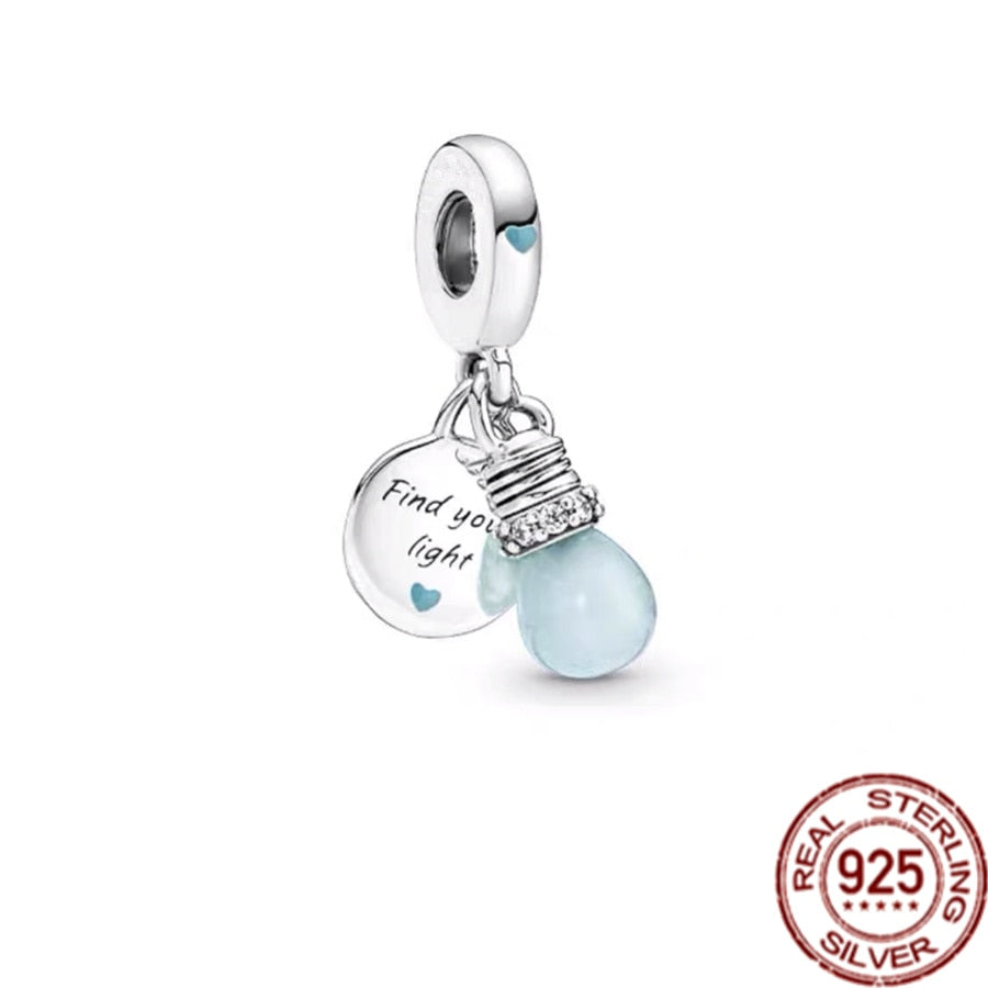 925 Sterling Silver Firefly Balloon Bubble Tea & Teddy Dangle Bear Charm Bead Fit Original Pandora Bracelet DIY Jewelry Gift