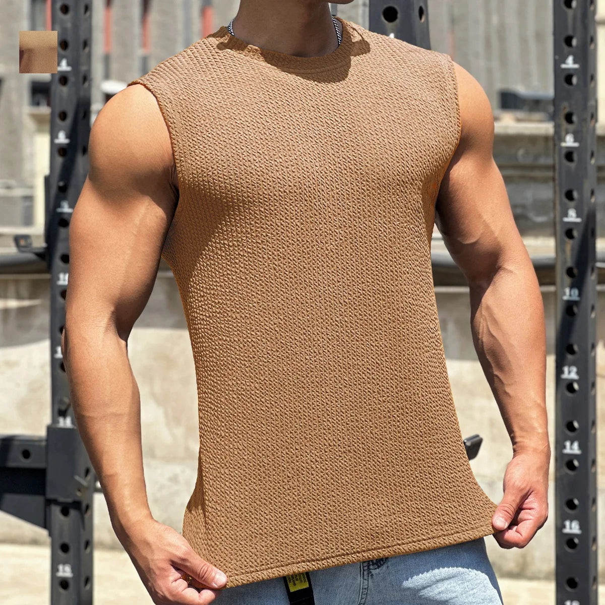 2024 Summer Fashion New O-neck Breathable Quick Drying Gym Tank Top Men Sleeveless Shirt Running Exercise Undershirt Vest