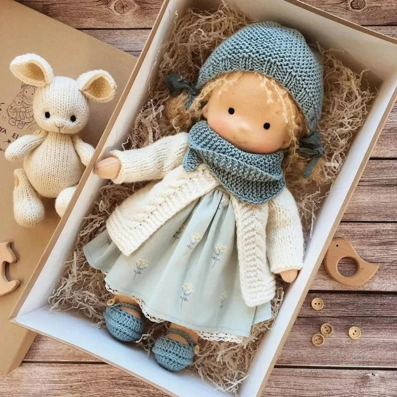 Handmade Kawaii Waldorf-Inspired Soft Stuffed Toy Doll - Perfect Children's Gift by Artist