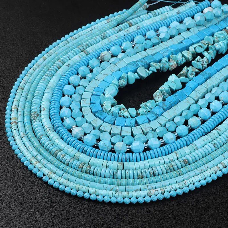 Natural Blue Turquoises Stone Beads Fine Loose Gems Beads For Jewelry Making DIY Bracelet Necklaces  Accessori Supply