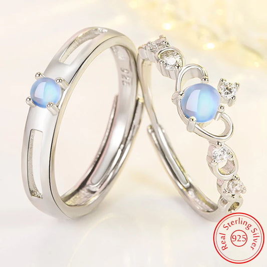 925 Sterling Silver New Men's High Quality Fashion Jewelry Crystal Opal Crown Couple Ring For Women XY0340