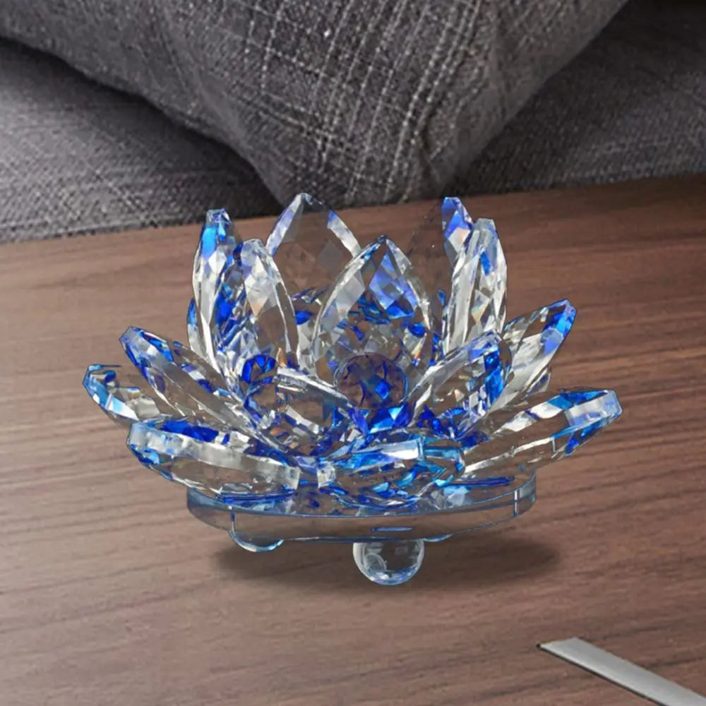 Crystal Lotus Flower Figurine Home Wedding Decoration Glass Craft Collection Paperweight Table Ornaments Souvenir Gifts