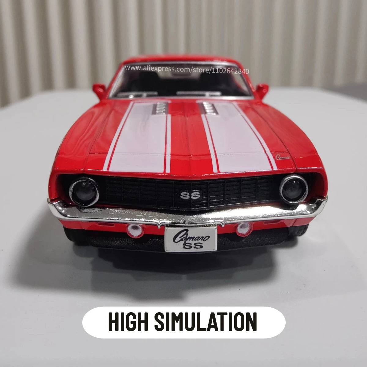 1:36 Metal Diecast Car Model Repilca Chevrolet Camaro SS 1969 Scale Miniature Collection Vehicle Hobby Kid Toy for Boy Birthday Gift