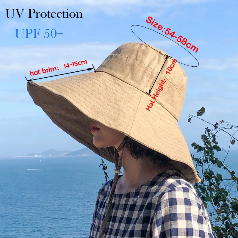 Sun-Safe Chic: Summer Wide Brim Foldable Bucket Hat - Perfect for Travel & Beach