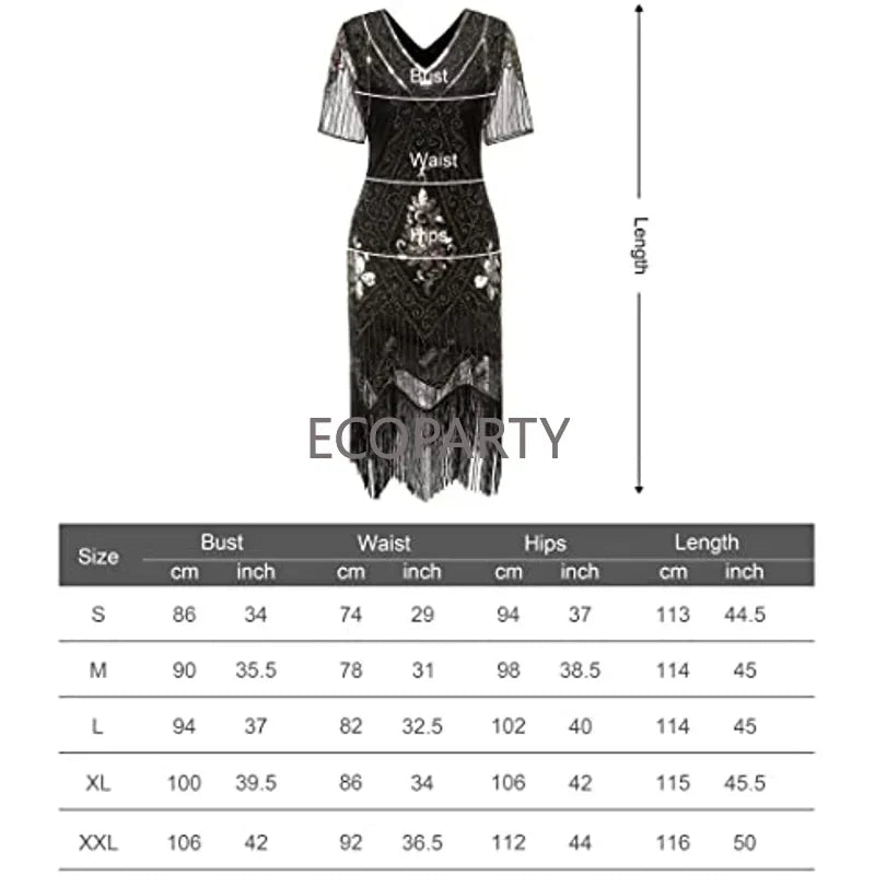 2023 New Spring 1920s Flapper Dress Vintage Style Great Gatsby Party Evening Sequins Fringed Dresses Gown Dress with 20s Accessories 6-PCS Set