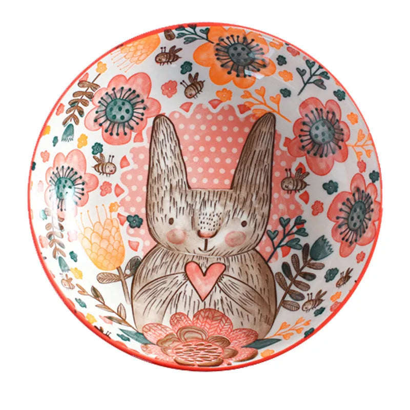 Cute Cartoon Ceramic Plate Home Flat Plates Dinner Serving Main Dish Food Dish Plate Pottery Dish Salad Platter Dish Dinnerware