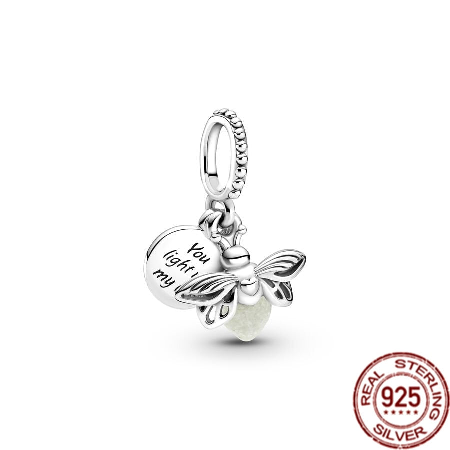 925 Sterling Silver Firefly Balloon Bubble Tea & Teddy Dangle Bear Charm Bead Fit Original Pandora Bracelet DIY Jewelry Gift