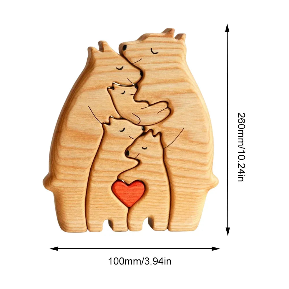 Wooden Art Puzzle Bear Family Theme Wooden Desktop Decorations Gift for Family