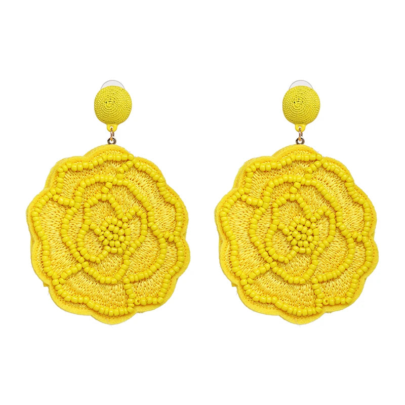 2024 Bohemian Radiance: Yellow Bead Elegance — Handcrafted Statement Earrings for Women Trend Spring 2024