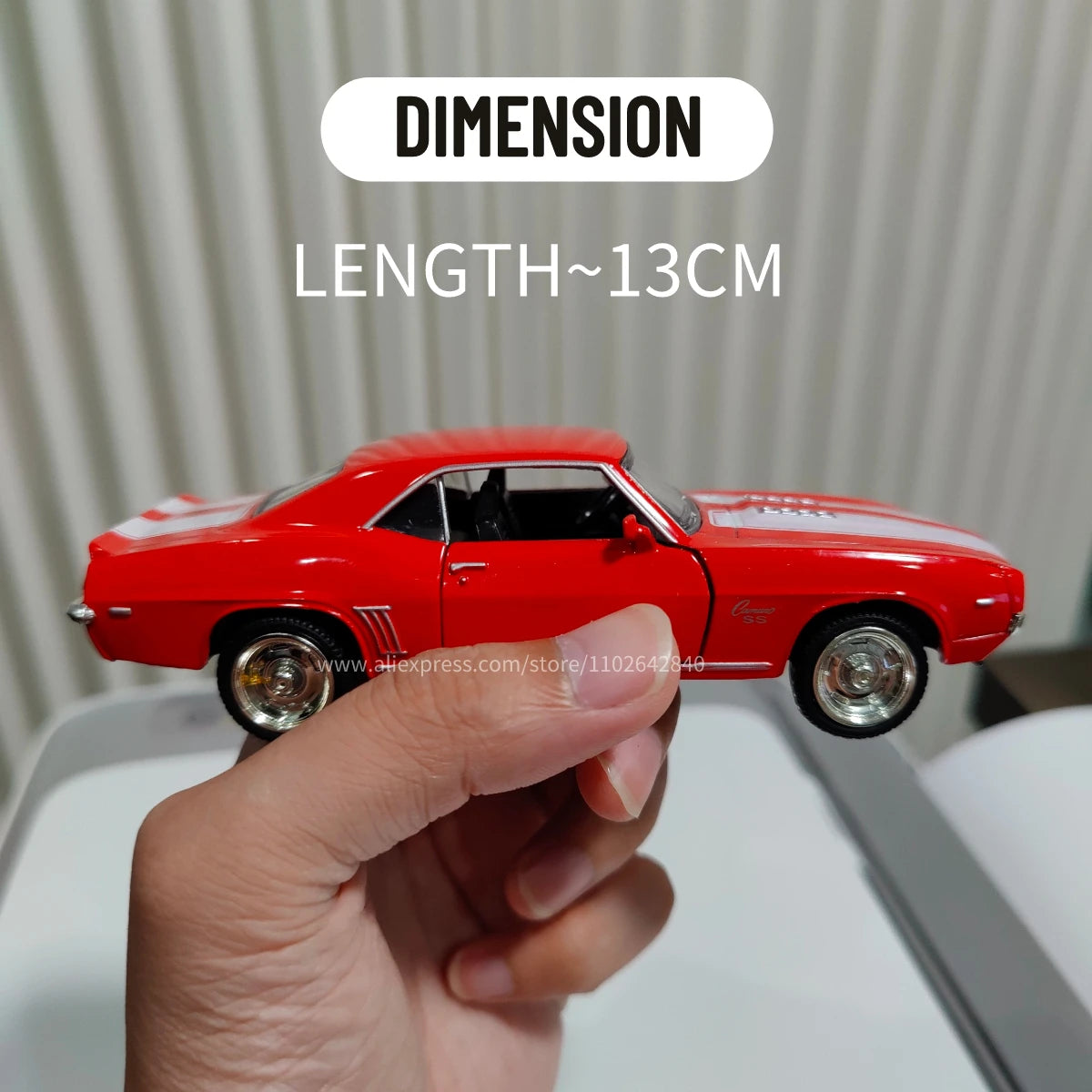 1:36 Metal Diecast Car Model Repilca Chevrolet Camaro SS 1969 Scale Miniature Collection Vehicle Hobby Kid Toy for Boy Birthday Gift